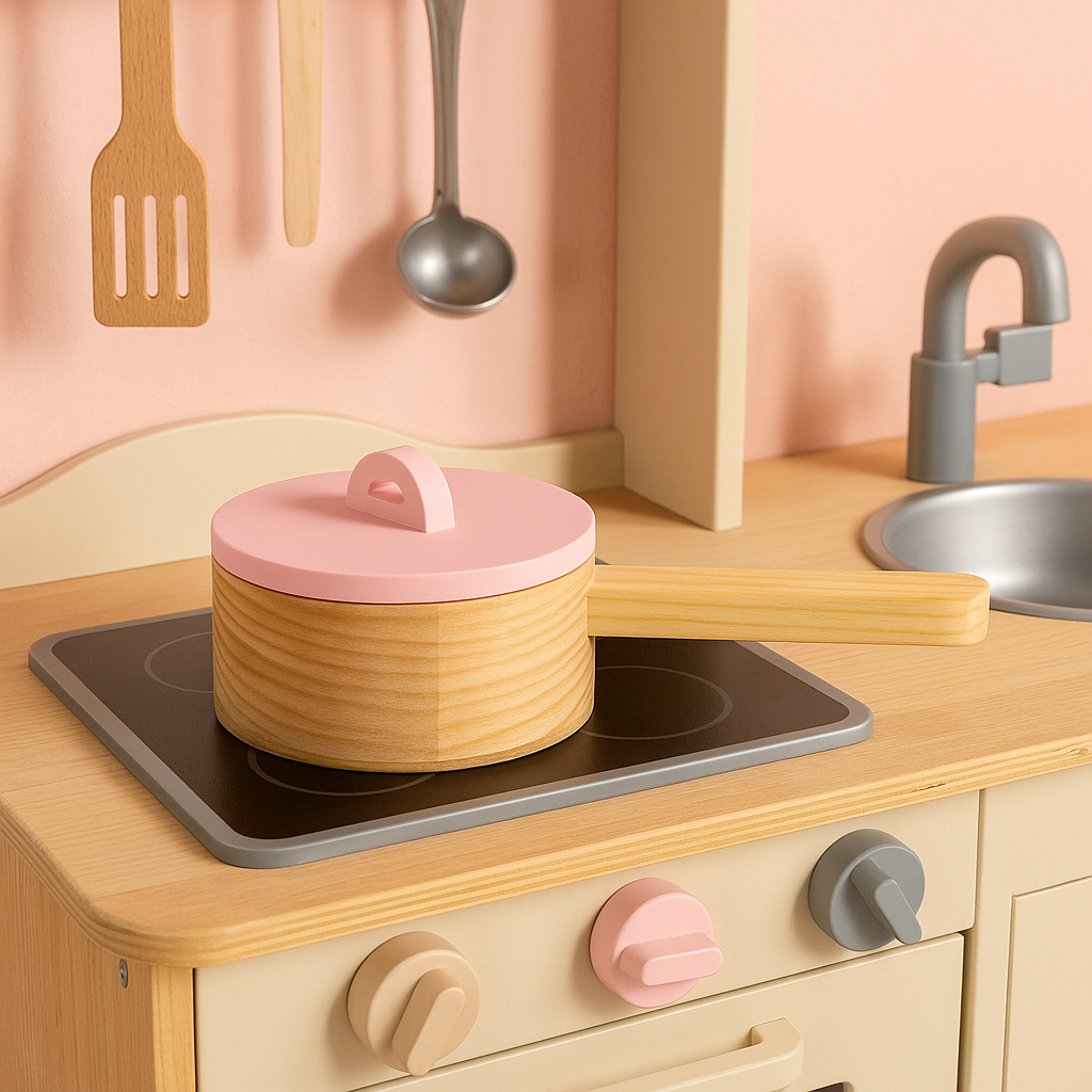 Panelinha Madeira Infantil Rosa Brinquedo  Mini Panelinha Brincar de Cozinha