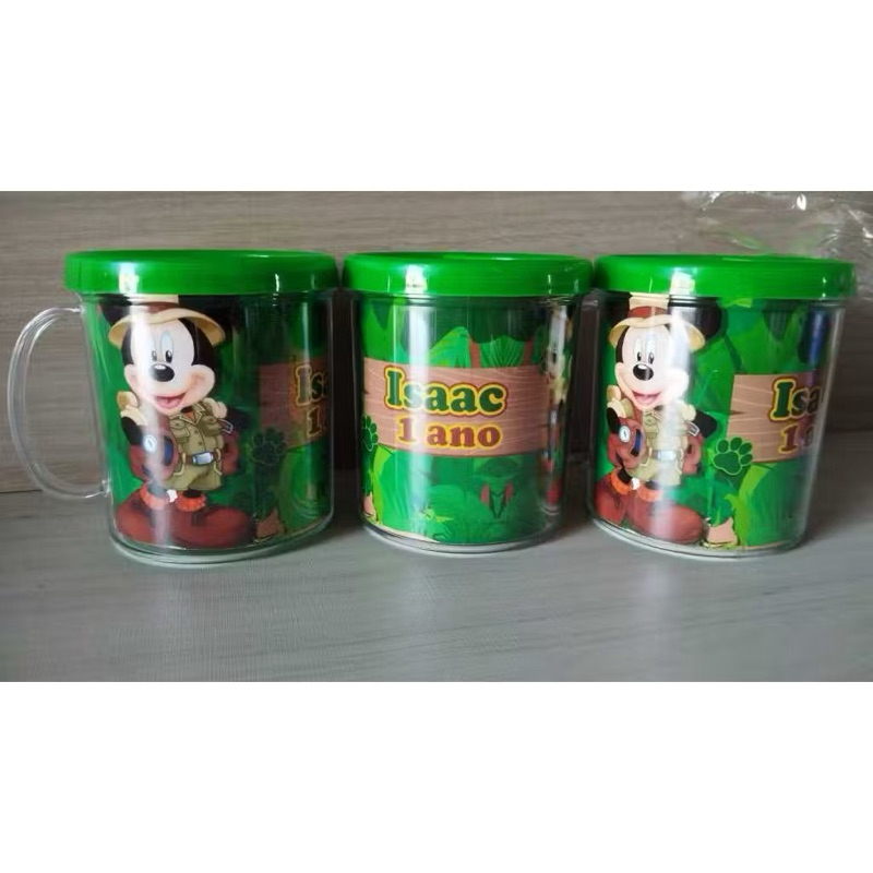15 canecas acrílica personalizada para festa infantil lembrancinha Mickey Safari