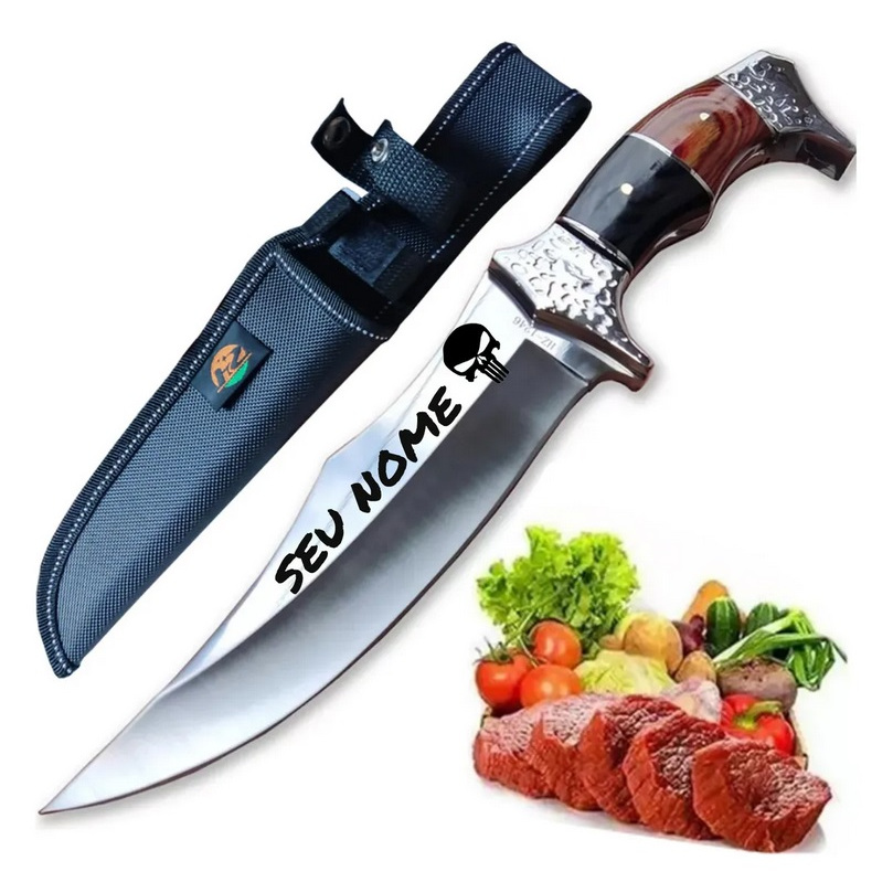 Faca De Caça Pesca Churrasco Personalizada Com Nome Gravação