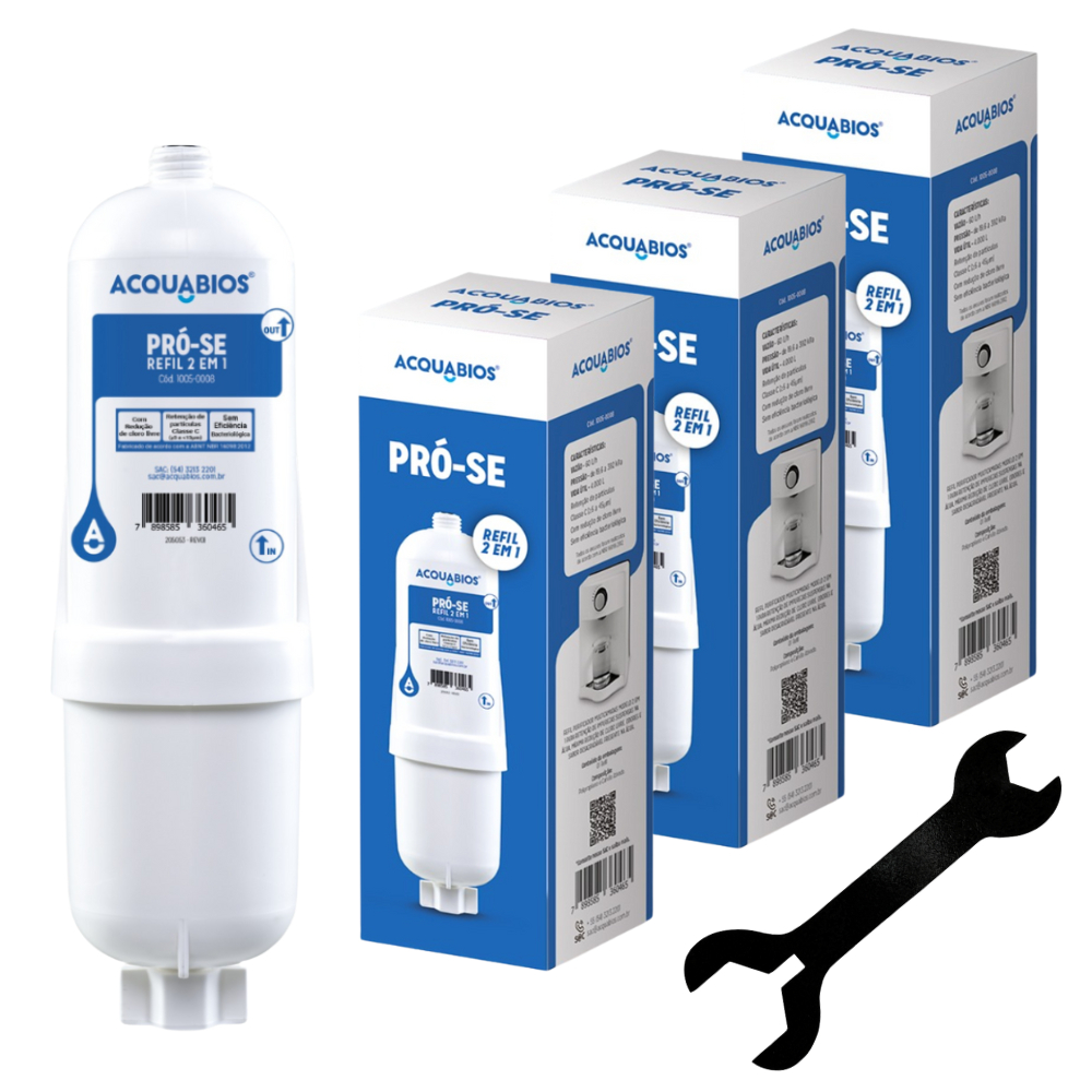 Kit 1 a 3 Filtro Refil Compatível Soft Everest Purificador + Chave Auxiliar de Troca