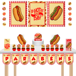 Kit Festa Fácil Kit Só Um Bolinho Hot Dog I love hot dog hotdog Cachorro Quente Mêsversário Aniversário em Oferta na Shopee