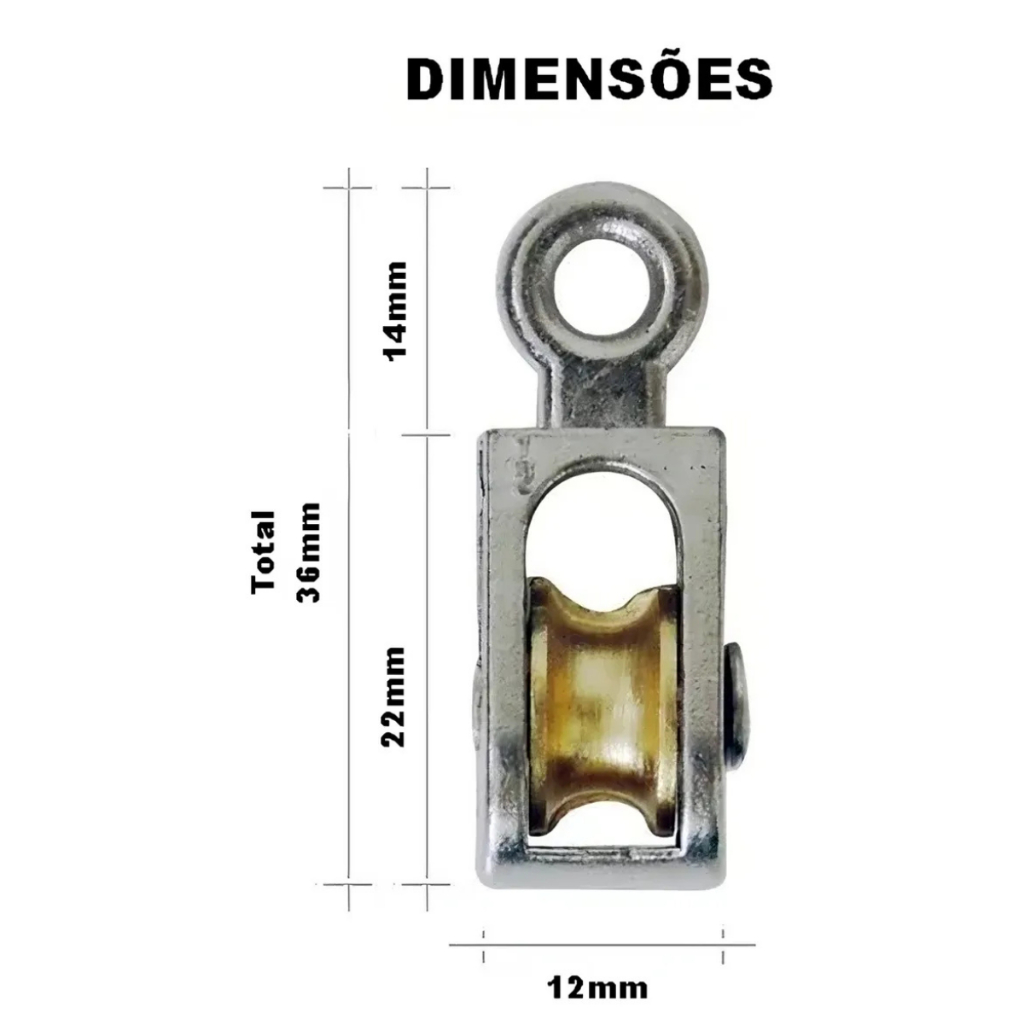Kit 4 Moitão Simples De Metal Para Varal de quintal e Toldos Suporta até 25kg resistente Moitões — imagem 2 de 2