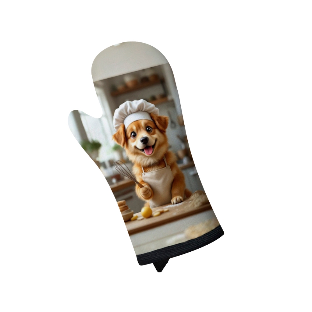 Luva de Cozinha Forno em Neoprene e Descanso de Panela Cachorro Caramelo