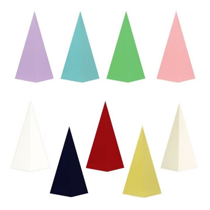 10 Caixa Pirâmide Cone Colorido fosco 180g Lisa /Montável  para Festa Lembrancinhas Personalizadas