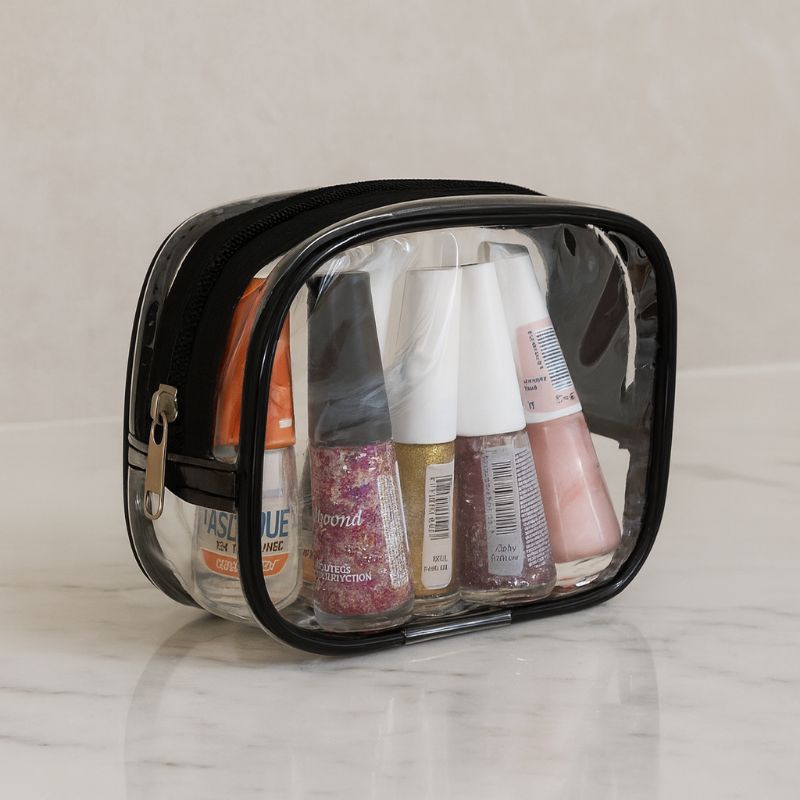 MINI nécessaire transparente 13x11x5,5 para organizar e levar na bolsa remédios, absorvente carregador em viagem