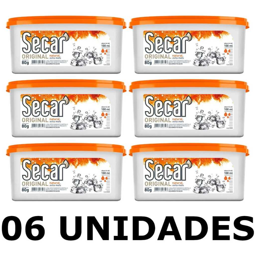 Secar Anti Mofo Desumidificador Kit c/ 06 Un 80g Evita Umidade Cheiro Guarda Roupas Armário Gaveta
