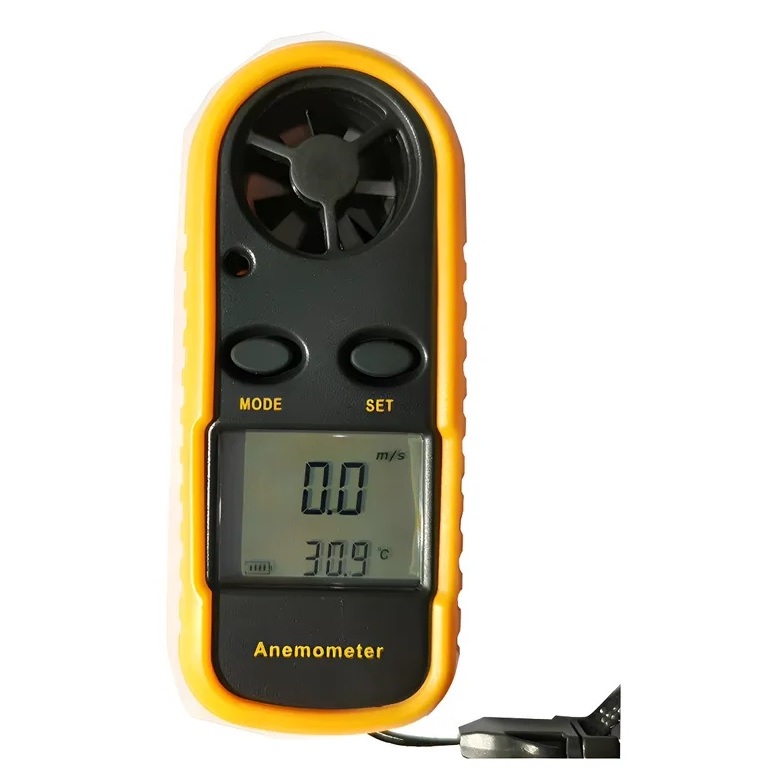Anemômetro Digital com Termômetro Medidor de Velocidade do Vento Portátil