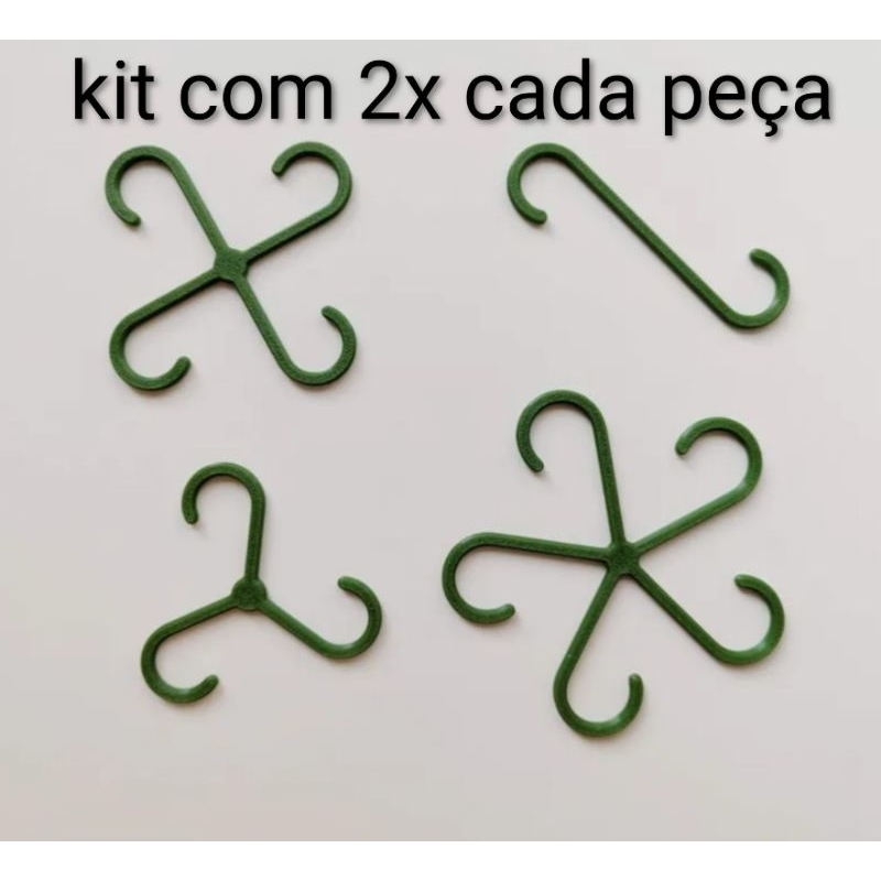 Kit 8 Ganchos para Plantas – 4 Modelos Diferentes (2 de Cada) – Suporte Multiuso para Jardim