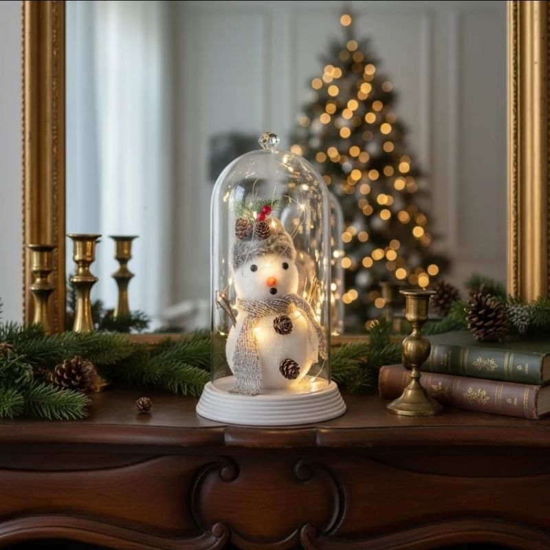 Luminária Globo de Neve Boneco de Neve na Redoma com Luzes de LED Presente de Natal Enfeite Natalino