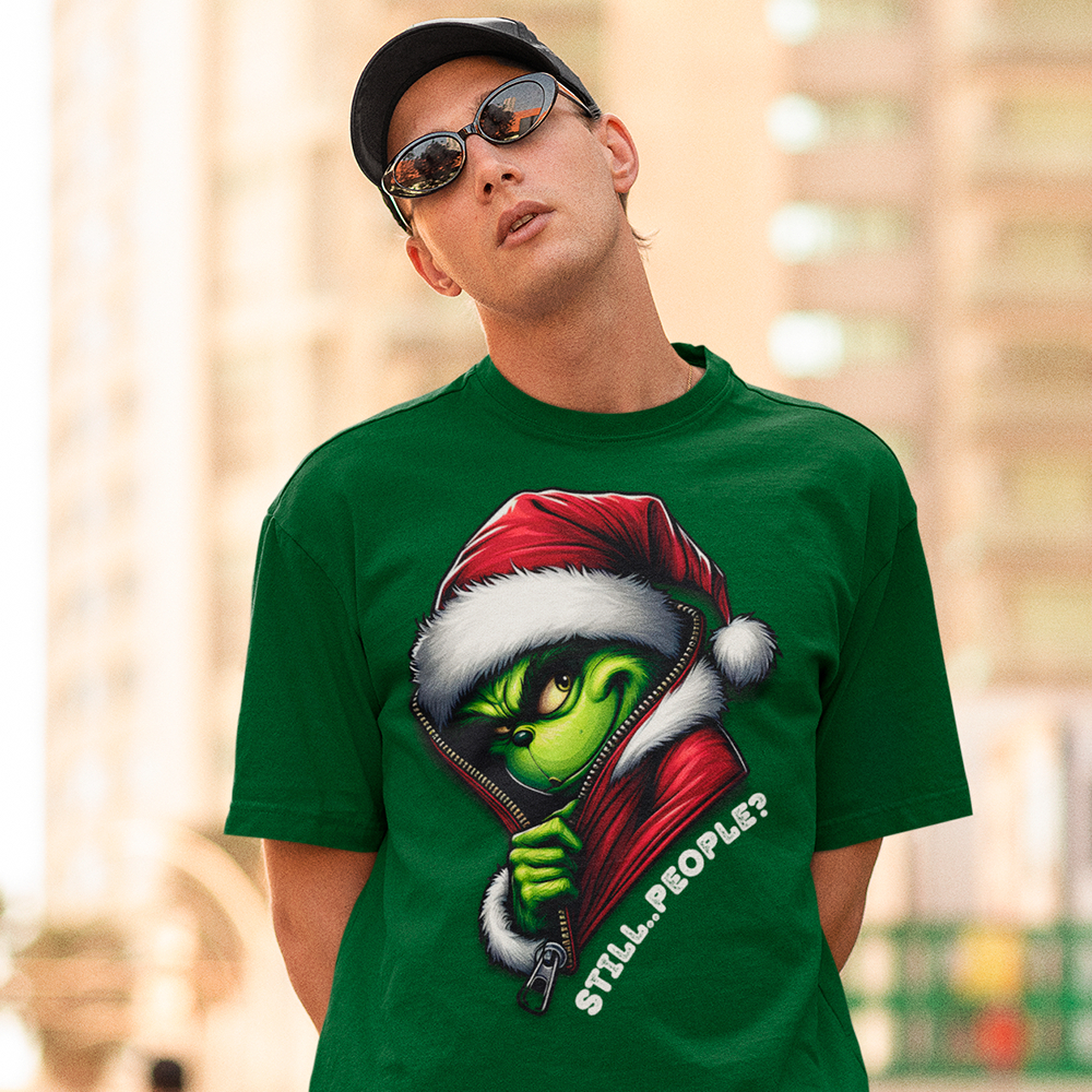 Camisa Camiseta de natal Grinch Still People desenho merry christmas em algodao Unissex