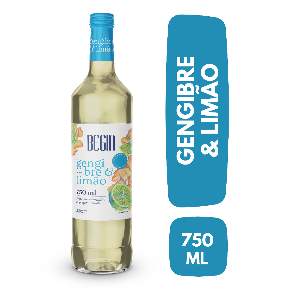 Xarope Gengibre E Limão Begin Para Drinks - Garrafa 750ml em Oferta na Shopee