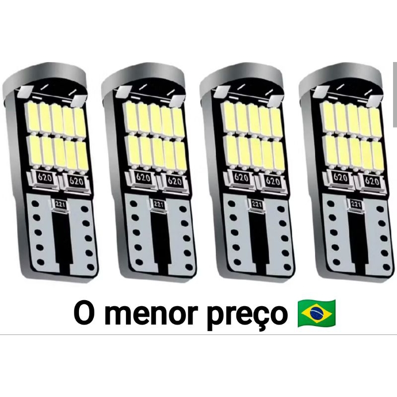 4 Lâmpadas Led Pingo T10 W5W meia luz/placa em Oferta na Shopee