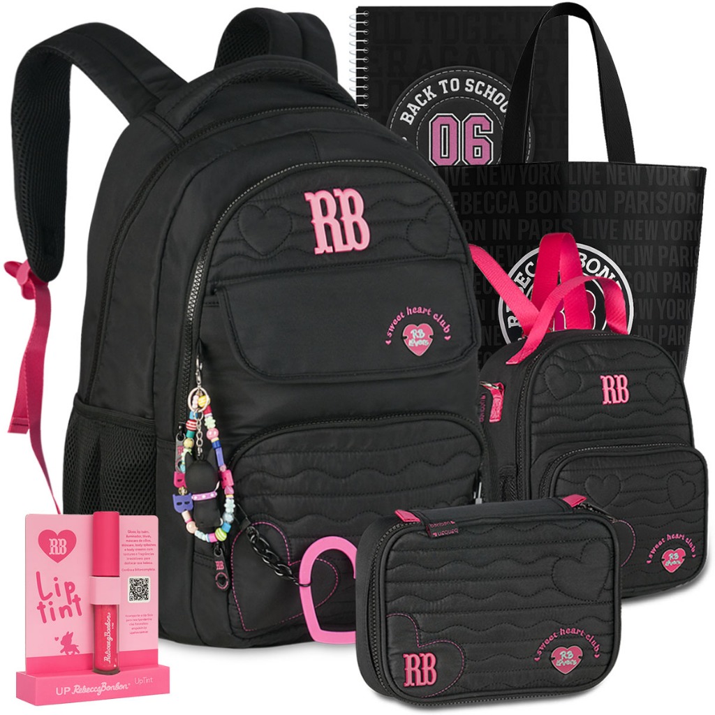 Kit Mochila RB Rebecca Bonbon Escolar com Estojo e Lancheira em Oferta na Shopee