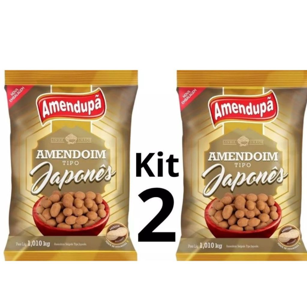 Kit 2 unidades - Amendoim tipo Japonês Amendupã - Salgado - Muito Crocante - 2 Pacotes de 1 Kg