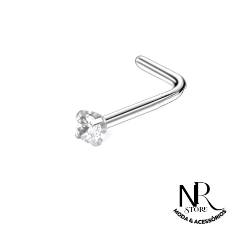 Piercing Nostril em L Aço Cirúrgico Pontinho de Luz 3mm Prata em Oferta na Shopee