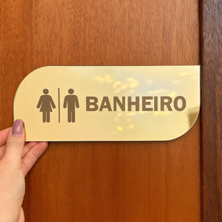 Placa Sinalização Banheiro Wc Acrílico espelhado Masculino Feminino em Oferta na Shopee