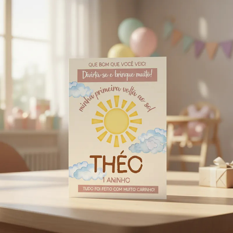 Plaquinha para mesa  personalizada com Nome, Idade e frase - Festa Infantil Tema Volta ao Sol - Aniversário - Decoração