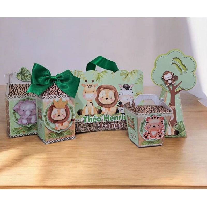 KIT FESTA SAFARI | SACOLINHAS SAFARI | CAIXINHAS PERSONALIZADAS | FORMINHAS PARA DOCINHO