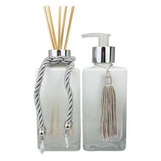 Kit Lavabo Luxo Saboneteira E Aromatizador Vidro Retangular Square Branco 250ml em Oferta na Shopee