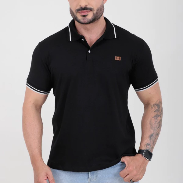Camisa Masculina Gola Polo Básica Alta Qualidade 100% Algodão Camiseta Malha fio 30