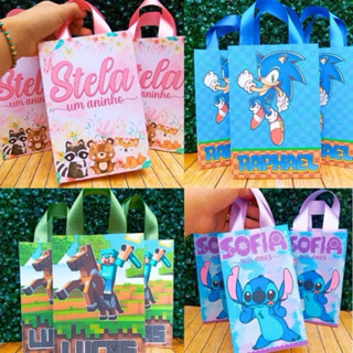 Kit 10 a 50 Sacolinhas Personalizadas Qualquer Tema Festa Infantil Lembrancinhas Aniversário Pegue e Monte Chá de Bebê em Oferta na Shopee