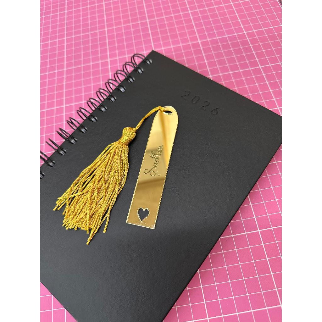 Marca-Páginas em Acrílico Espelhado • Personalizado com Nome • Presente para Leitores • Sofisticado em Oferta na Shopee