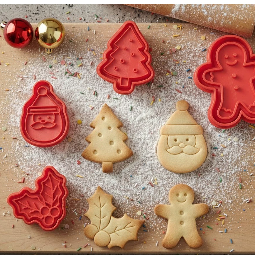Azevinho, Papai Noel e Boneco de Gengibre Cortador de Biscoito / Cookies / Massinha / Biscuit Carimbo Arvore de Natal — imagem 1