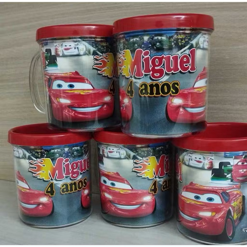 10 canecas acrílica personalizada para festa infantil lembrancinha. Carros Relâmpago Mcqueen