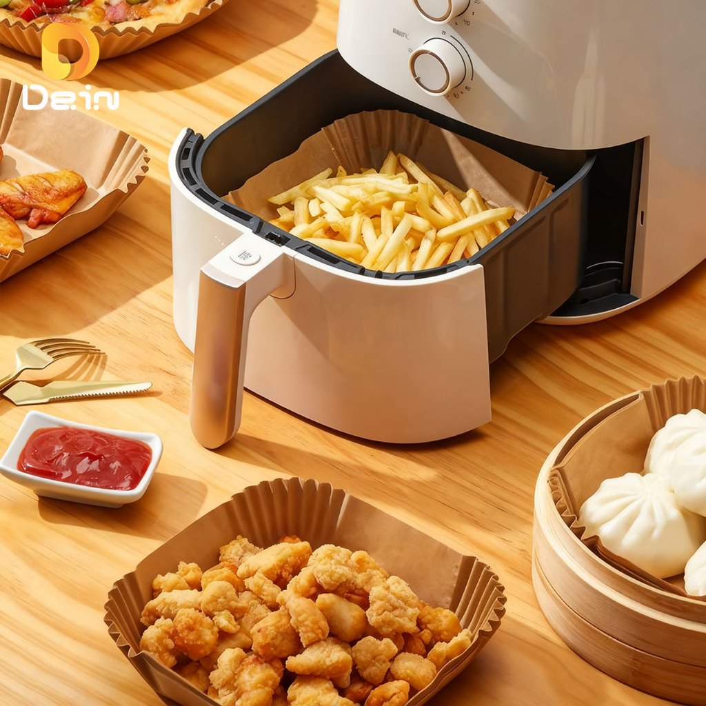 Kit 100 forma de airfryer descartavel antiaderente de papel cozinha quadrado fritadeira cozimento em Oferta na Shopee