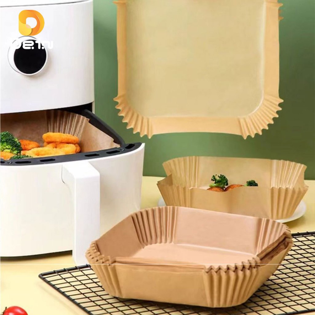 Imagem Kit 100 forma de airfryer descartavel antiaderente de papel cozinha quadrado fritadeira cozimento