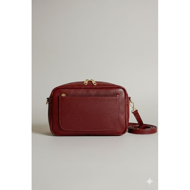 BOLSA EM COURO VERMELHA COURO LEGITIMO DE QUALIDADE