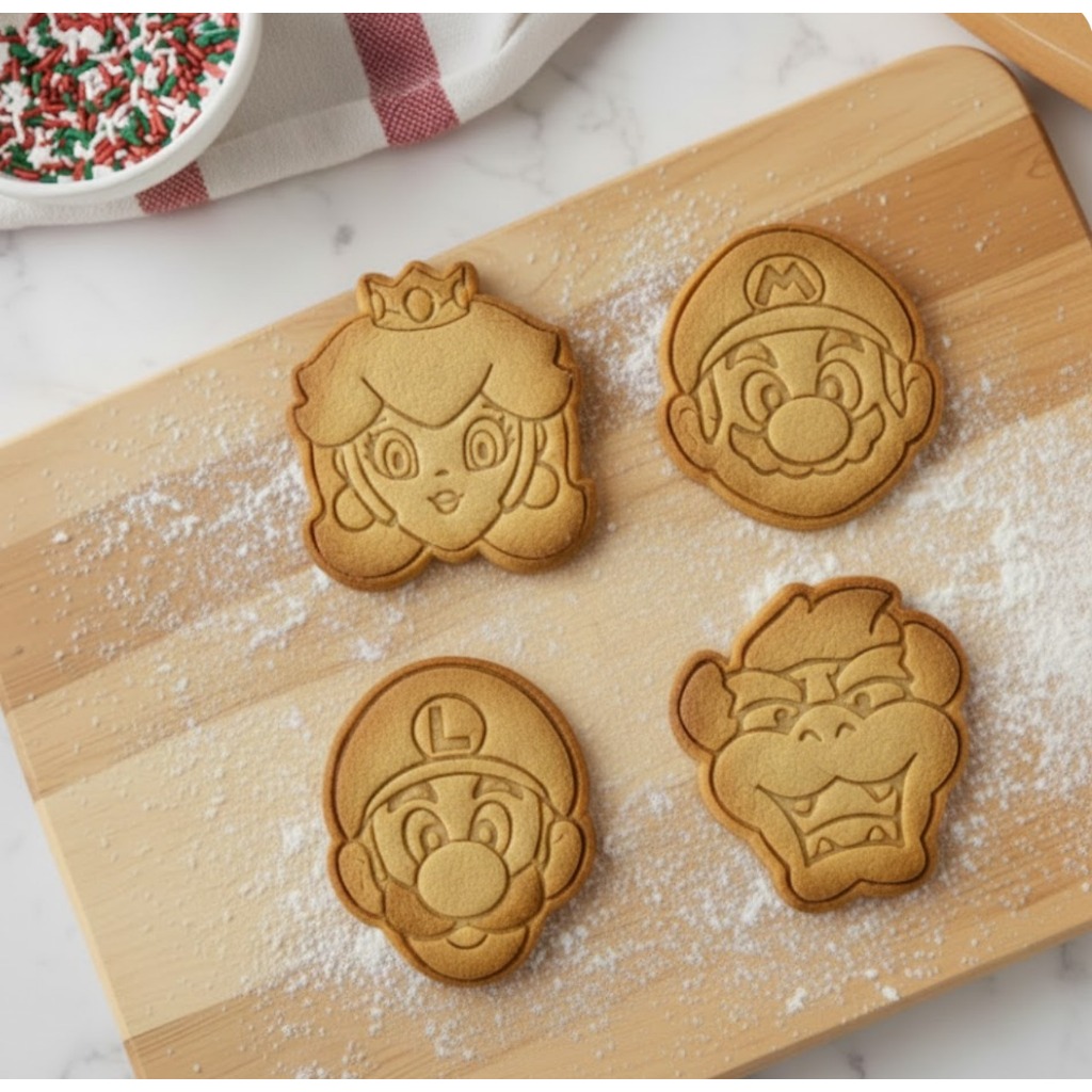 Mario Bros, Luigi, Peach Bowser Cortador de Biscoito / Cookies / Massinha / Biscuit Carimbo