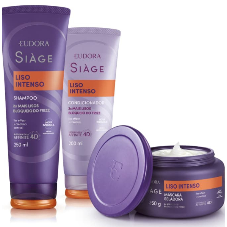 Kit Siàge Liso Intenso: Shampoo 250ml + Máscara 250g + Condicionador 200ml