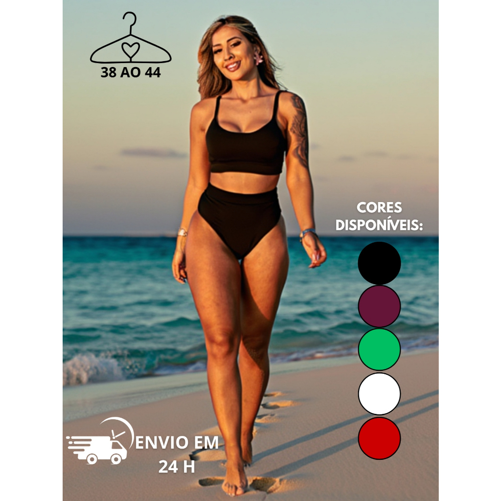 Biquíni Feminino Cintura Alta Hot Pants de Anarruga Tecido Duplo /Top com Bojo/Conjunto moda Praia Verão Lançamento em Oferta na Shopee