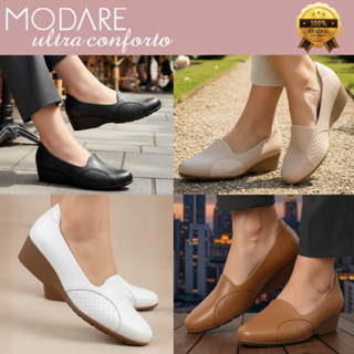 Sapato Feminino Ortopédico Modare Confortável Ultraconforto Joanete Salto Anabela 7014229 Original em Oferta na Shopee