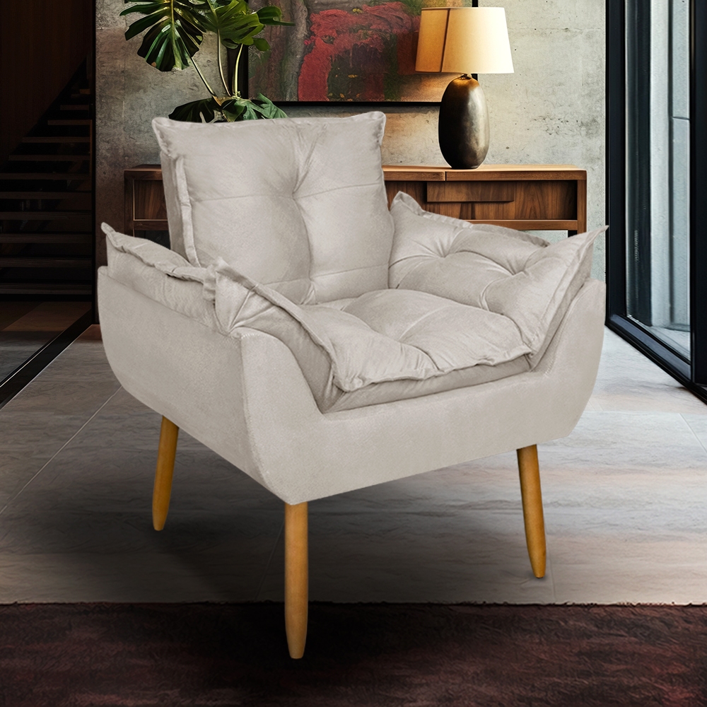 Envio Imeadito - Poltrona para Sala de Estar Recepção Opala Pé Palito Suede