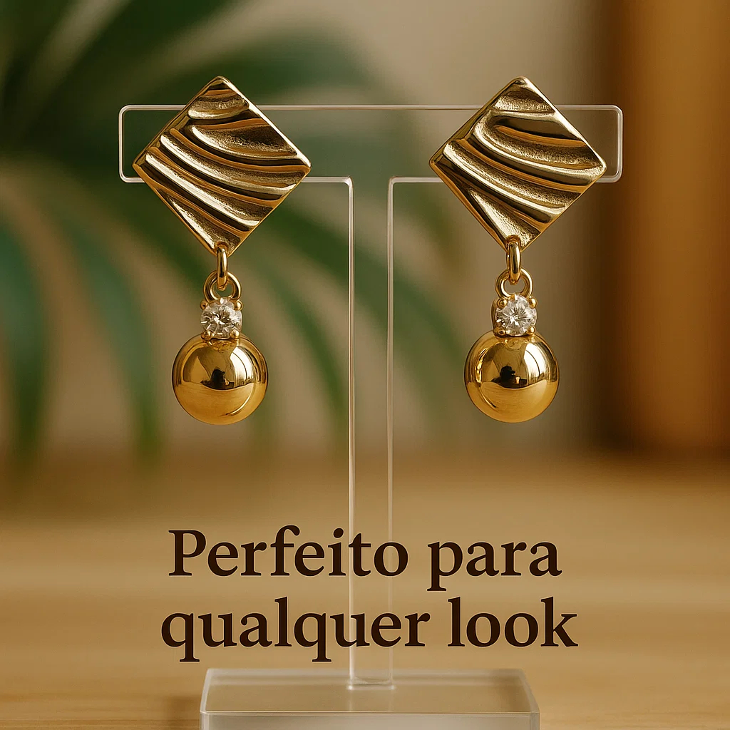 Brincos Femininos 18K Banhado a Ouro – Não Desbota, Não Escurece, Design Elegante em Oferta na Shopee