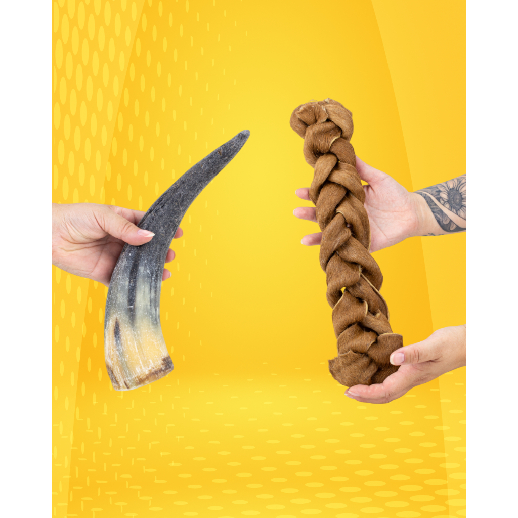 COMBO - Bruto e Rústico - Couro Trançado + Chifre Bovino Grande em Oferta na Shopee