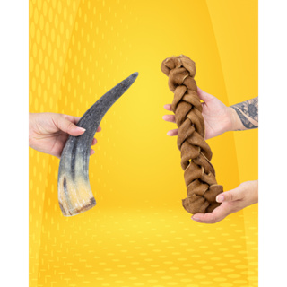 COMBO - Bruto e Rústico - Couro Trançado + Chifre Bovino Grande em Oferta na Shopee