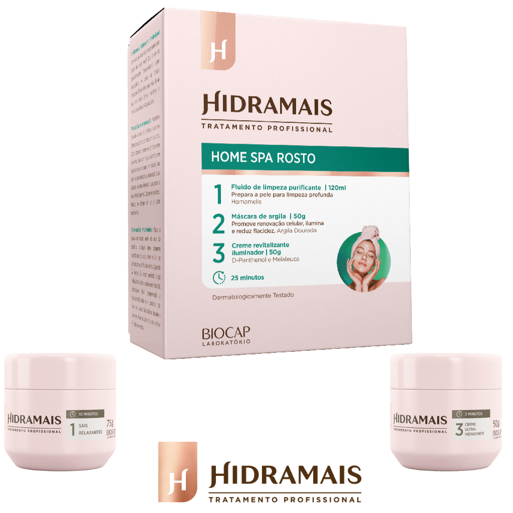 Kit Hidramais Home Spa Rosto – Limpeza + Máscara de Argila + Creme Iluminador – Tratamento Facial Completo