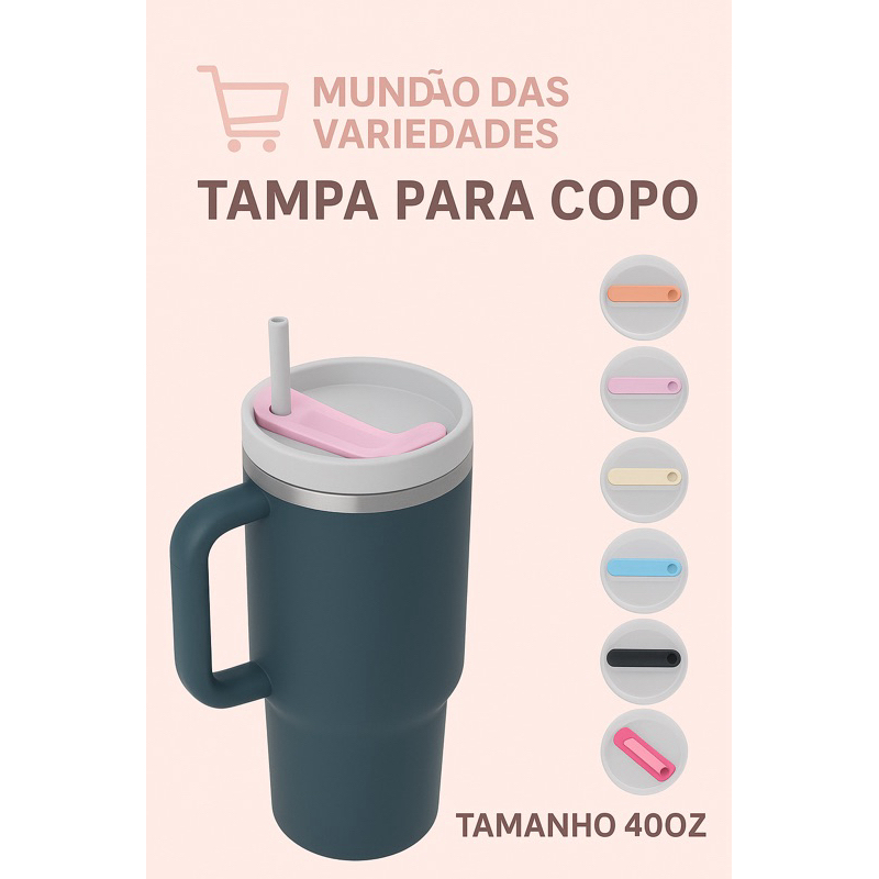 Tampa para Copo Térmico 40oz Grande Reposição, Com Abertura para Canudo. 1200ml 40oz Fácil de Beber Encaixe de pressão.