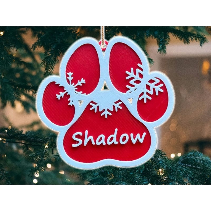 kit 2 unidades Enfeite de Árvore de Natal Pata Pet Personalizável • Nome do Cachorro • Impressão 3D PLA • Natal