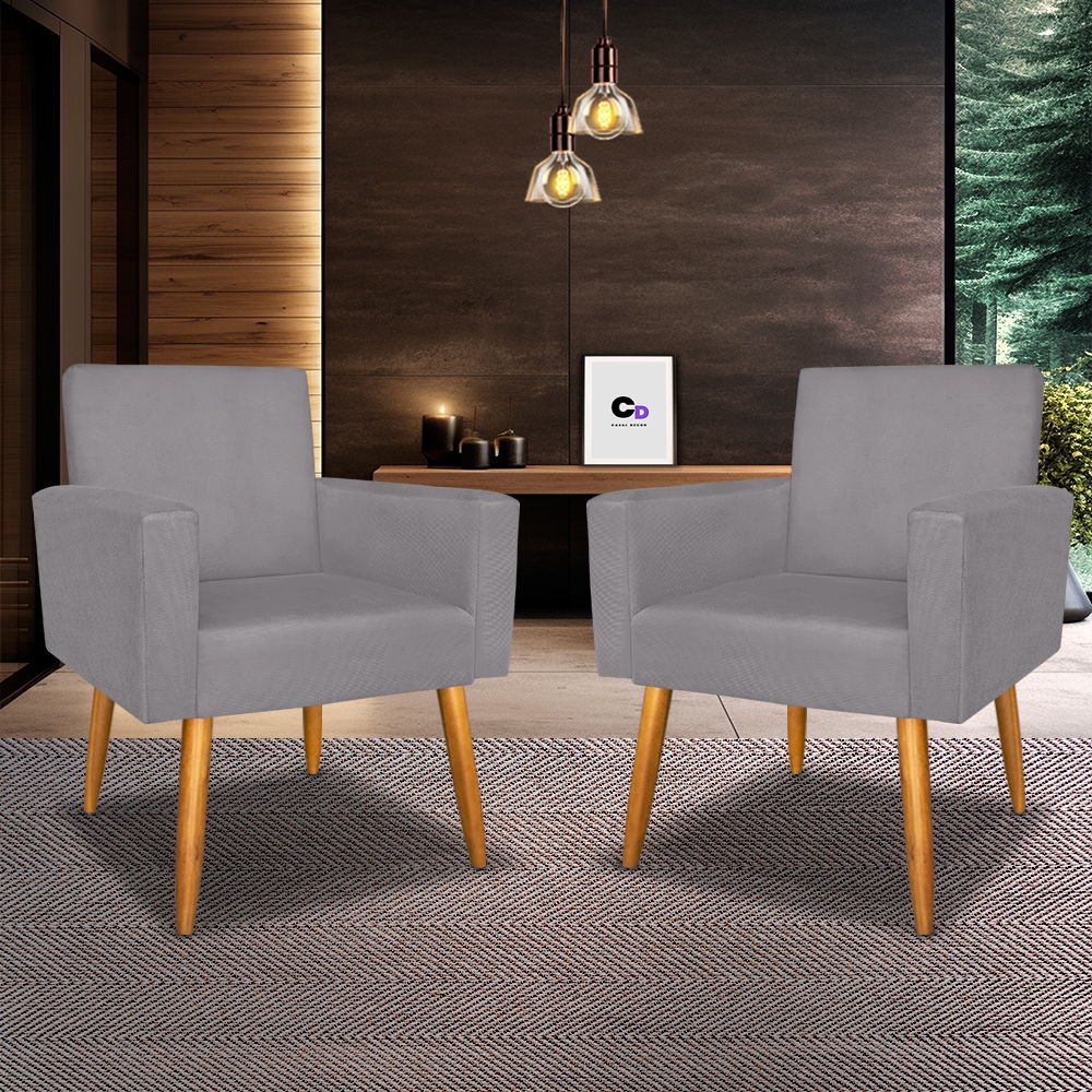 Kit 2 Poltrona Nina para Sala de Estar Quarto Recepção Consultório Pés Palito em Oferta na Shopee
