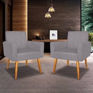 Kit 2 Poltrona Nina para Sala de Estar Quarto Recepção Consultório Pés Palito em Oferta na Shopee