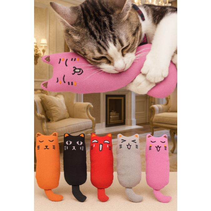 Kit c/ 2 Brinquedos Para Gatos Com Catnip De Pelúcia Interativo Mordedor Para Pets Interativo Relax