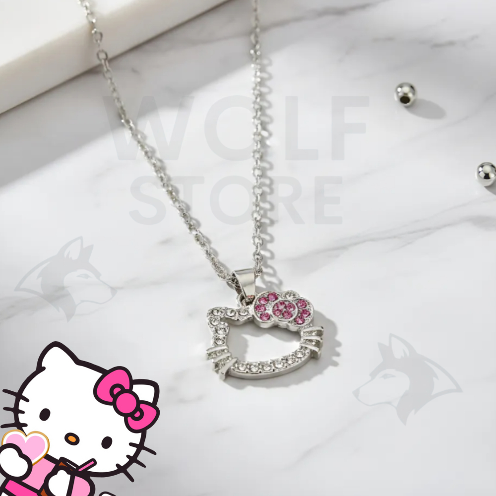 Colar Kawaii Kitty Rosa Inoxidável Feminino Minimalista Presente Fofo e Elegante Minimalista