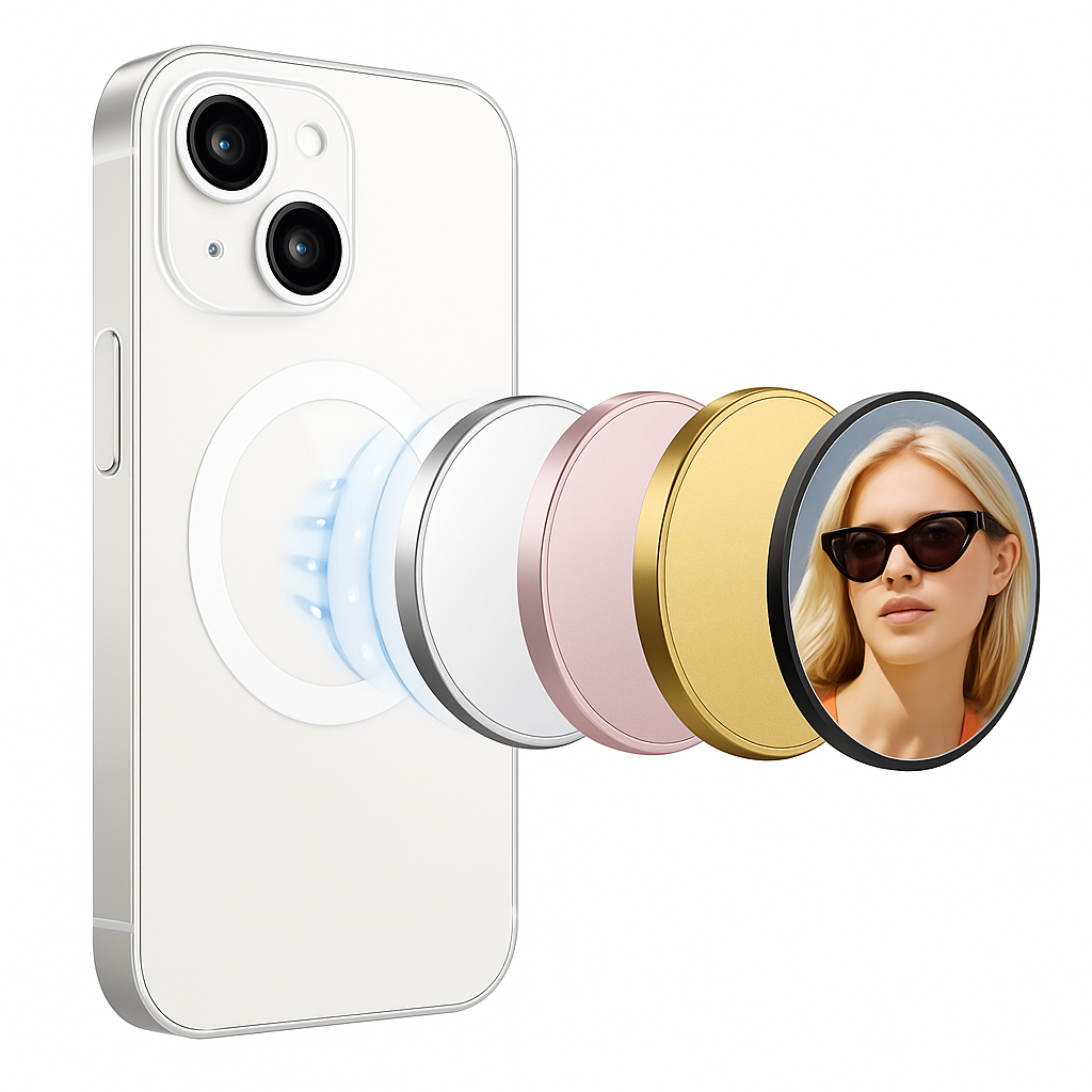 Espelho Selfie Magnético  Camera Traseira Vlog Foto para Celular