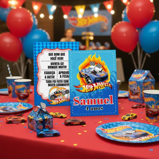 Plaquinha para mesa personalizada com Nome, Idade e frase - Festa Infantil Tema Hot Wheels - Aniversário - Decoração em Oferta na Shopee