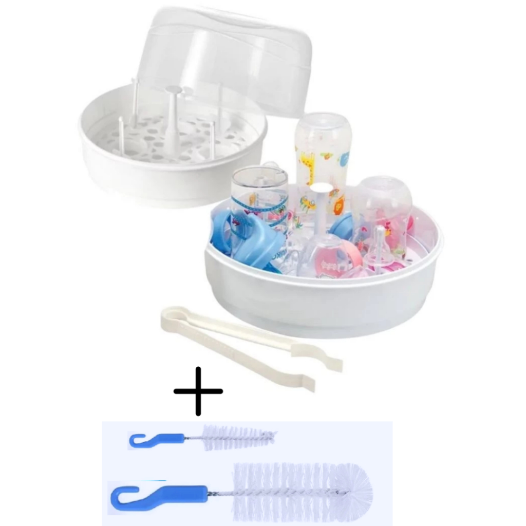 ESTERILIZADOR PARA MAMADEIRAS A VAPOR MICROONDAS + ESCOVA DE LIMPEZA