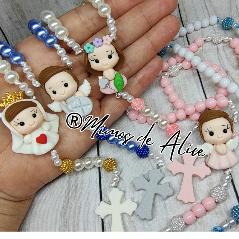 Terço para montagem em biscuit católico N.S Aparecida Santo Anjos varios modelos Infantil religioso